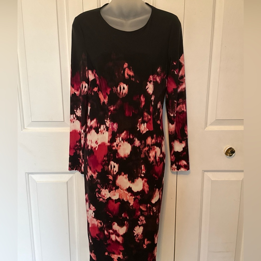 WHBM White House Black Market PINK BLACK  Sheath Lined Dress - Size 8 EUC B928
